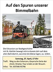 Exkursion zur Stadtgeschichte am 27.4. um 17 Uhr - alte Gleisanlagen der Bimmelbahn