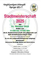 Stadtmeisterschaften Schützen am 31.10.2025 11-17 Uhr