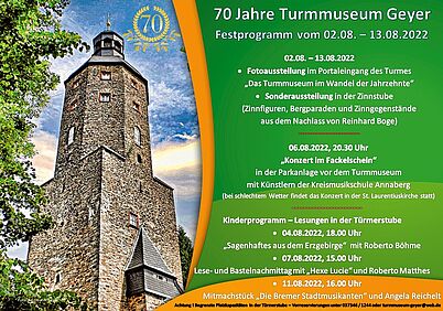 70 Jahre Turmmuseum im August 2022 mit attraktiven Veranstaltungen