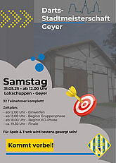 Darts-Stadtmeisterschaften am 31.05.25 ab 12 Uhr im Lokschuppen