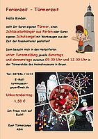 Ferienzeit-Türmerzeit, komm basteln immer dienstags und donnerstags in den Herbstferien 9.30 Uhr im Turmmuseum Geyer