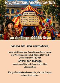 Zirkusprojekt der Grundschule am 16./17./18.09. jeweils um 17 Uhr an der Binge