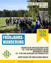 Frühlingswanderung mit dem TSV Geyer am 18.4.26 ab 9.30 Uhr