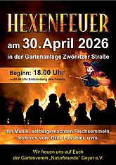 Hexenfeuer in der Gartenanlage an der Zwönitzer Str. am 30.04. ab 18 Uhr
