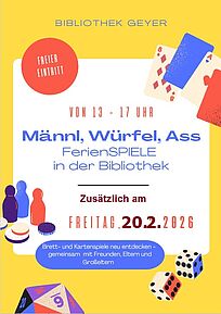 Zusatztermin 20.2. für den Spielenachmittag in der Bib 13-17 Uhr