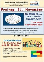 Bundesweiter Vorlesetag in Bücherei und Grundschule am 21.11. ab 17 Uhr