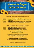 Kirmes in Geyer am 13./14.09.2025 ab 13 Uhr