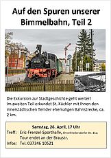 Exkursion zur Stadtgeschichte - Teil 2 der Bahnltour mit dem Ortschronist, 17 Uhr Treff Eric-Frenzel-Sporthalle, ca 2km